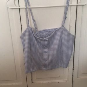 blue plaid crop